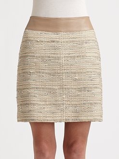 Akris Punto - Leather-Trimmed Tweed Skirt