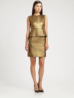 Diane von Furstenberg - Delian Metallic Peplum Dress