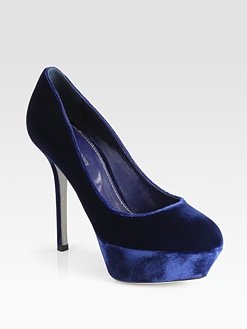 Sergio Rossi - Uptown Velvet Platform Pumps